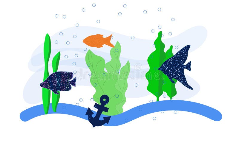 Abstrakcjonistyczna kolorowa fantazja podwodna Ilustraci Semi abstrakcjonistyczna sztuka Wizerunek ryby kotwicy gałęzatka w morzu ilustracji Abstrakcjonistyczna kolorowa fantazja podwodna Ilustraci Semi abstrakcjonistyczna sztuka Wizerunek ryby kotwicy gałęzatka w morzu ilustracji