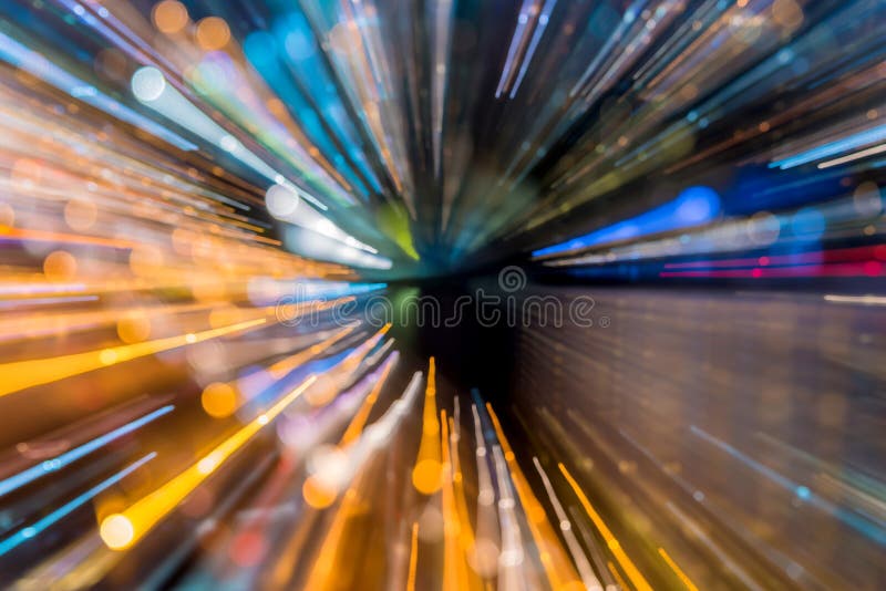 Abstrakcjonistyczna kurenda Lekki samochodu bokeh w mieście przy nocą obrazy stock