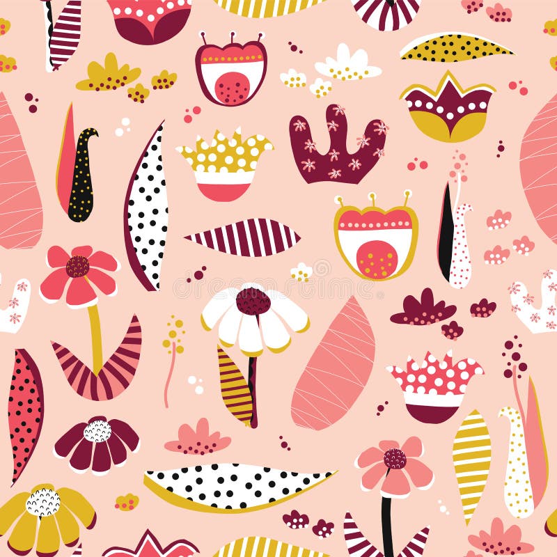 Abstrakcjonistyczna kwiatu kolażu stylu wektoru wzoru płytka ilustracja wektor Abstrakcjonistyczna kwiatu kolażu stylu wektoru wzoru płytka ilustracja wektor