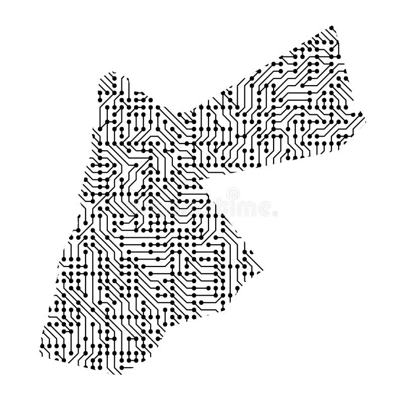 Abstrakcjonistyczna schematyczna mapa Jordania od czarnej drukowanej deski, c ilustracji Abstrakcjonistyczna schematyczna mapa Jordania od czarnej drukowanej deski, c ilustracji