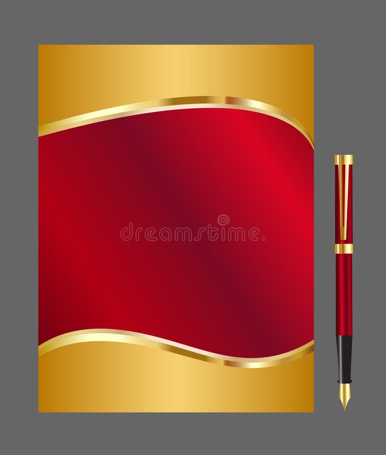 Red and gold abstract background texture with pen. Red and gold abstract background texture with pen