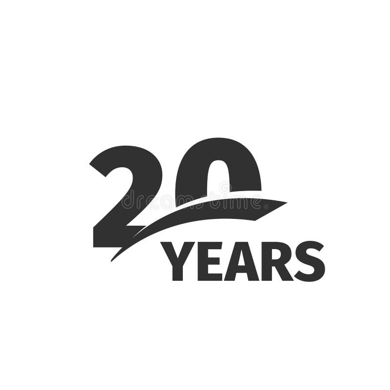 Abstrakcjonistycznego czerni 20th rocznicowy logo na białym tle 20 numerowy logotyp Dwadzieścia rok jubileuszu świętowania royalty ilustracja