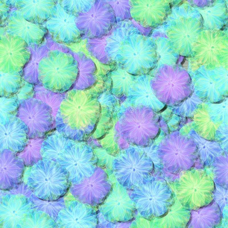 Abstrakcjonistycznego dekoracyjnego fractal kwiecisty wzór - miękkiego światła puszyści kwiaty przypominają powiewnych tiulu lub ilustracja wektor