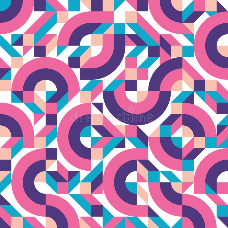 Abstrakcjonistycznego geometrycznego tła wektorowy bezszwowy wzór w moda retro stylu Memphis projekta włoska grupa 80s royalty ilustracja Abstrakcjonistycznego geometrycznego tła wektorowy bezszwowy wzór w moda retro stylu Memphis projekta włoska grupa 80s royalty ilustracja