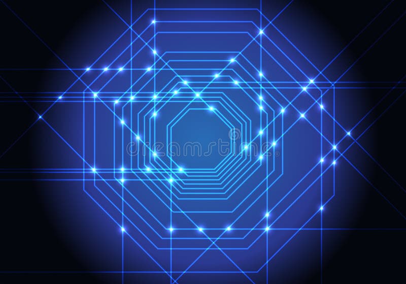 Abstrakcjonistycznego niebieska linia ośmioboków technologii lekkiego projekta tła nowożytny futurystyczny wektor ilustracji Abstrakcjonistycznego niebieska linia ośmioboków technologii lekkiego projekta tła nowożytny futurystyczny wektor ilustracji