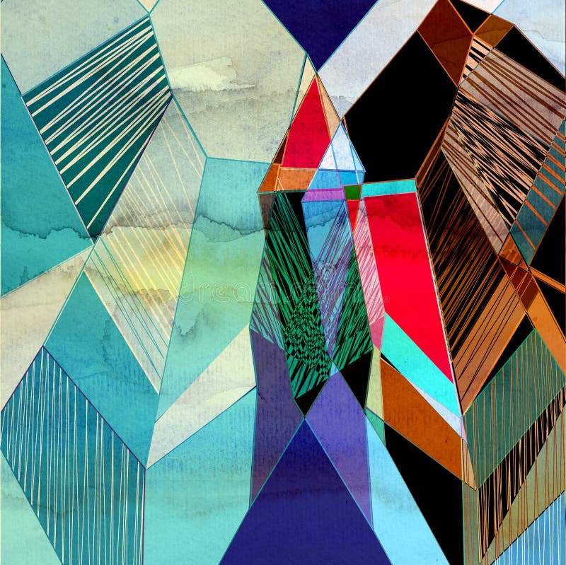 Abstrakcjonistycznej akwareli geometryczny tło ilustracji