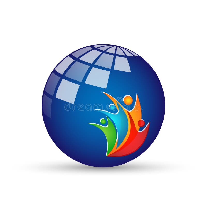 Abstrakcjonistycznej kuli ziemskiej światowi kolorowi ludzie donoszą wellness logo ikony elementu pojęcia wektorowe ilustracje na ilustracji Abstrakcjonistycznej kuli ziemskiej światowi kolorowi ludzie donoszą wellness logo ikony elementu pojęcia wektorowe ilustracje na ilustracji