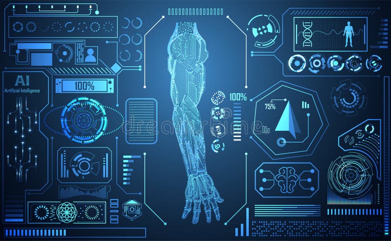 Abstrakcjonistycznej technologii AI ręki sztucznej inteligenci cyfrowy conce ilustracji Abstrakcjonistycznej technologii AI ręki sztucznej inteligenci cyfrowy conce ilustracji