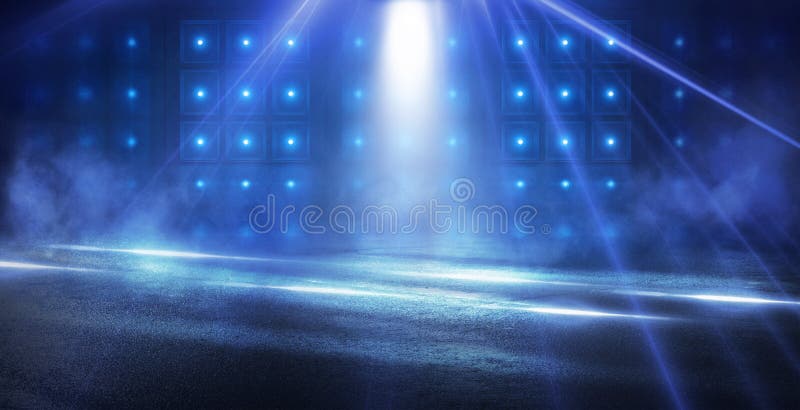 Abstrakcjonistyczny b?? kitny t? o z promieniami neonowy? wiat? o,? o reflektor? w, odbicie na asfalcie obraz royalty free?