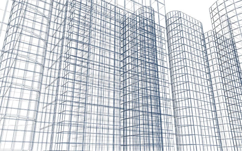Abstrakcjonistyczny budynku wireframe ilustracji Abstrakcjonistyczny budynku wireframe ilustracji