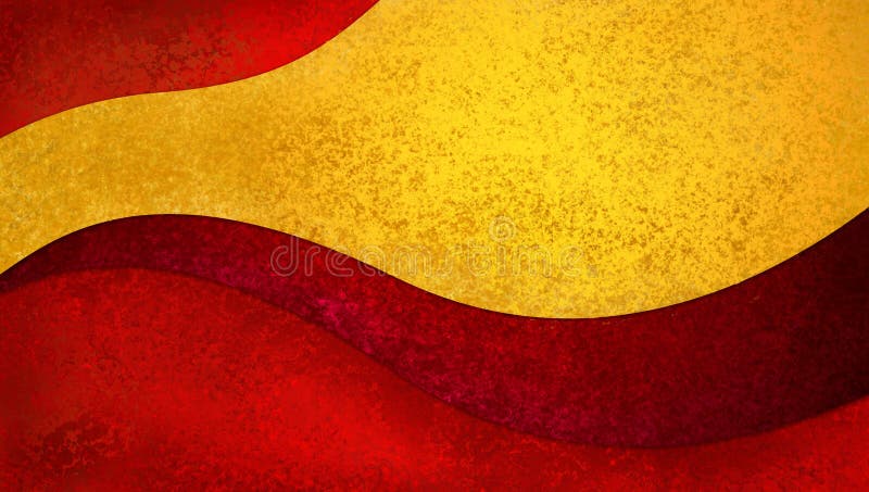Abstract red background with blank gold banner copyspace, elegant curved gold wave on dark red flowing wavy pattern with old distressed vintage texture. Abstract red background with blank gold banner copyspace, elegant curved gold wave on dark red flowing wavy pattern with old distressed vintage texture