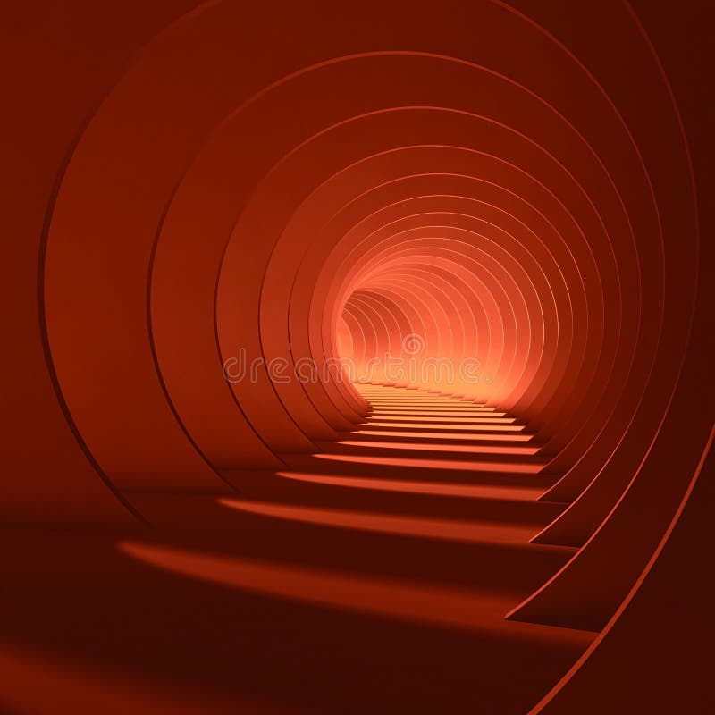 Abstrakcjonistyczny czerwony tunel z rozjarzoną końcówką ilustracji Abstrakcjonistyczny czerwony tunel z rozjarzoną końcówką ilustracji