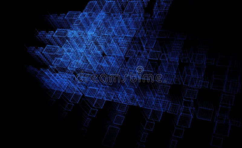Abstrakcjonistyczny cząsteczki tło, nieba fi miasto, 3D rendering, technologii tła błękit ilustracji Abstrakcjonistyczny cząsteczki tło, nieba fi miasto, 3D rendering, technologii tła błękit ilustracji