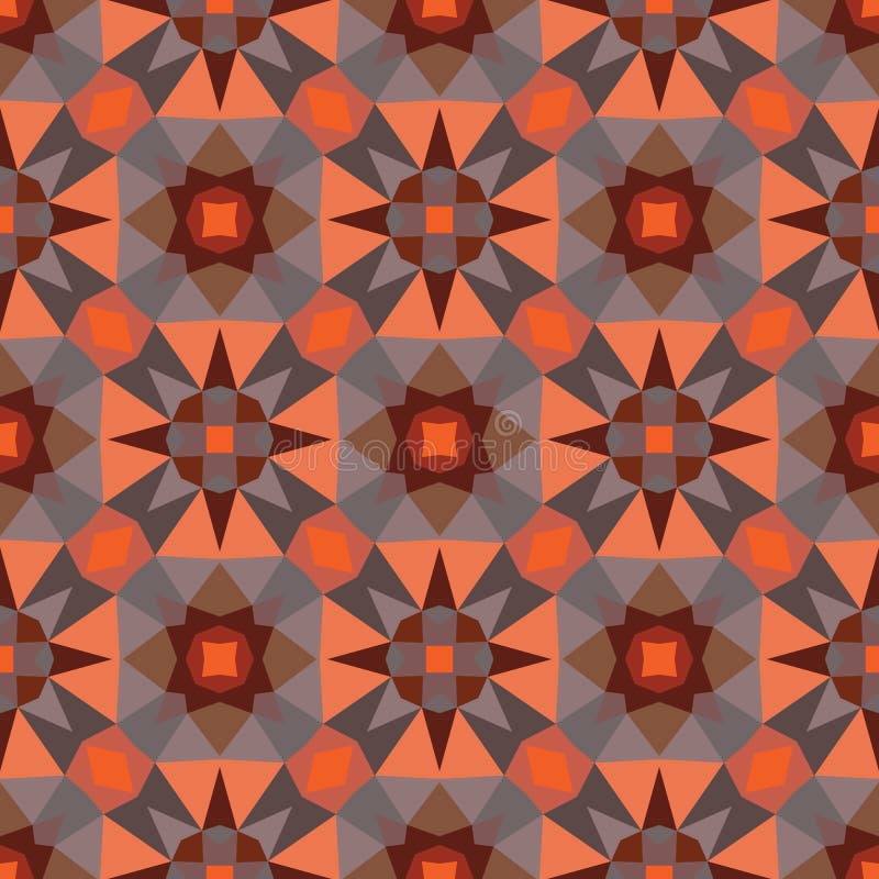 Abstrakcjonistyczny geometryczny tło - bezszwowy wektoru wzór w pomarańcze i brązów kolorach Etniczny boho styl Mozaika ornamentu ilustracja wektor Abstrakcjonistyczny geometryczny tło - bezszwowy wektoru wzór w pomarańcze i brązów kolorach Etniczny boho styl Mozaika ornamentu ilustracja wektor