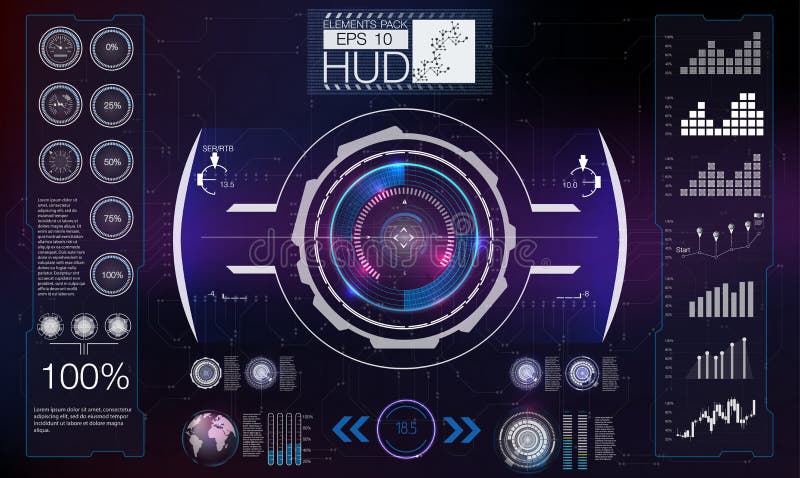 Abstrakcjonistyczny HUD Futurystyczny Sci Fi interfejsu użytkownika Nowożytny set ilustracja wektor Abstrakcjonistyczny HUD Futurystyczny Sci Fi interfejsu użytkownika Nowożytny set ilustracja wektor