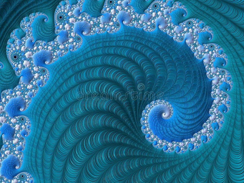 Abstrakcjonistyczny jaskrawy textured ślimakowaty fractal w błękitnych kolorach Czarodziejski tło dla dla plakatów, strona intern