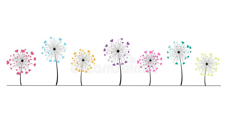 Abstrakcjonistyczny kolorowy kierowy dandelion wiosny czasu wektoru tło ilustracja wektor