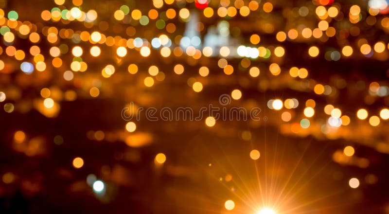 Abstrakcjonistyczny kółkowy bokeh tło, miasto zaświeca w zmierzchu obraz stock