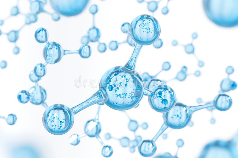 Abstrakcjonistyczny wodnych molekuł projekt atomy Abstrakta wodny tło dla sztandaru lub ulotki Nauka lub medyczny tło 3d