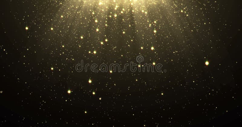 Abstrakcjonistyczny złocisty błyskotliwość cząsteczek tło above z jaśnienie gwiazd spada puszkiem i lekki skutek racy lub świecen