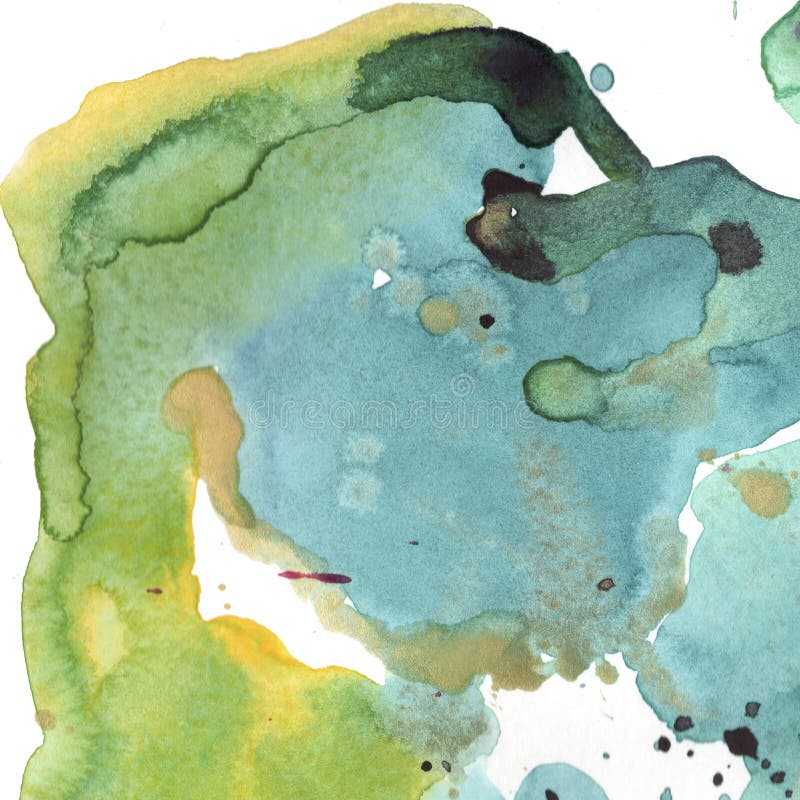 Abstrakcjonistycznych akwarela papieru pluśnięcia kształtów odosobniony rysunek Ilustracyjny aquarelle dla tła ilustracja wektor