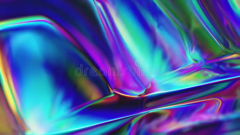 Abstrakcyjna pętla tekstury płynu holograficznego z żywymi kolorami irytującymi w ruchomym wzorku. Wygenerowany algorytm AI ilustracji