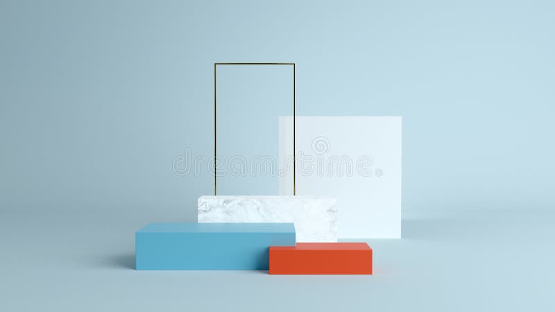 Abstrakcyjna scena minimalna z formami geometrycznymi. kubełkowe podiums w scenie zakupowej skrzyni śmietankowej, aby pokazać podr zdjęcie stock