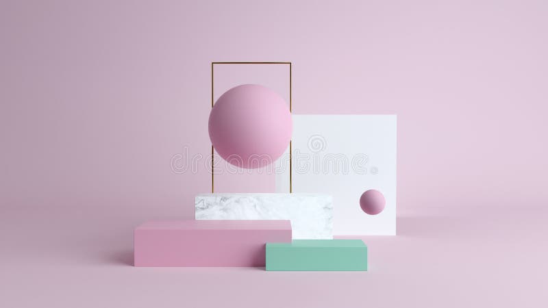 Abstrakcyjna scena minimalna z formami geometrycznymi. kubełkowe podiums w scenie zakupowej skrzyni śmietankowej, aby pokazać podr zdjęcie royalty free