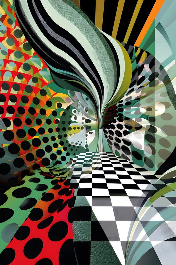Abstrakcyjna sztuka geometryczna w żywych kolorach i wzorach dynamicznych. Kolorowa dynamiczna i abstrakcyjna grafika geometryczna z żywymi kształtami i wzorami. wygenerowane przez ai