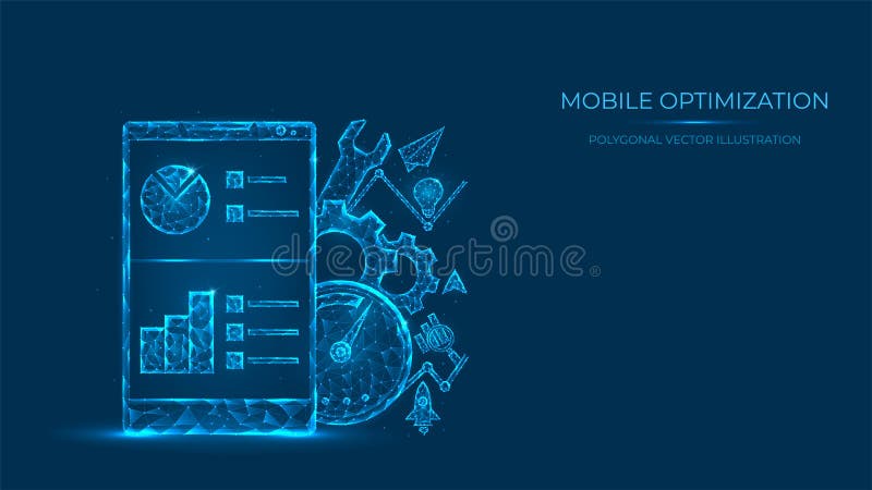 Abstrakcyjna, wielokątna ilustracja wektora optymalizacji mobilnej royalty ilustracja