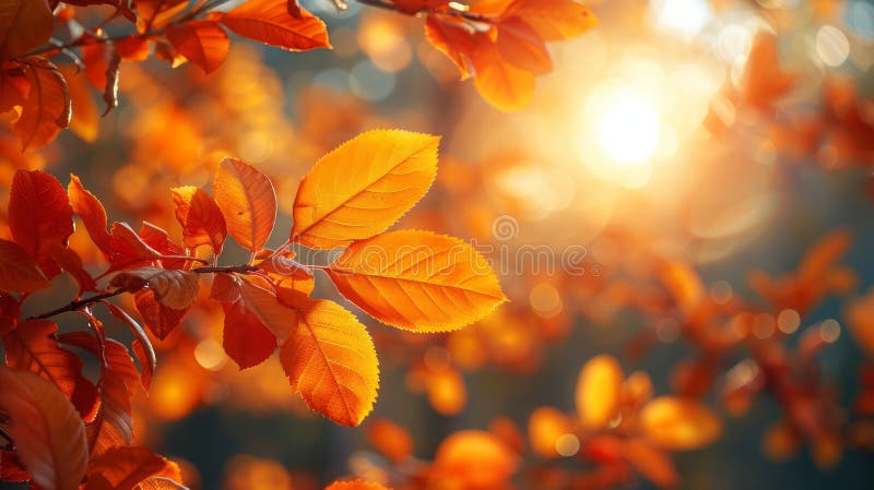 Abstrakcyjne jesienne tło z żółtymi liśćmi na gałęziach. fotografia royalty free