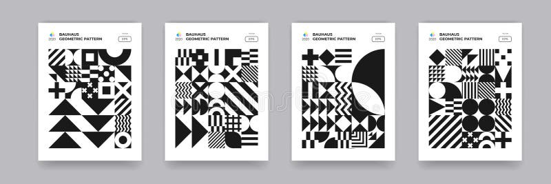 Abstrakcyjne kształty geometryczne — tło wzorka. modny nowoczesny trójkąt kołowy i kwadratowy wzór bauhaus ilustracji