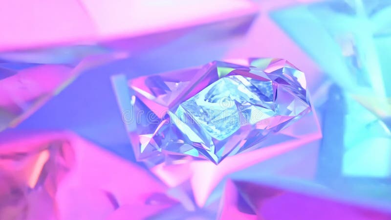 Abstrakcyjne kształty kryształów holograficznych w ruchu na irytualnym fioletowym tle royalty ilustracja