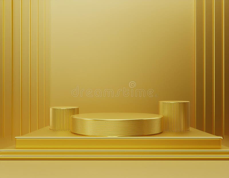 Abstrakcyjne minimalne złote tło 3d z kształtami geometrycznymi pustymi na dwóch piętrach ilustracja wektor