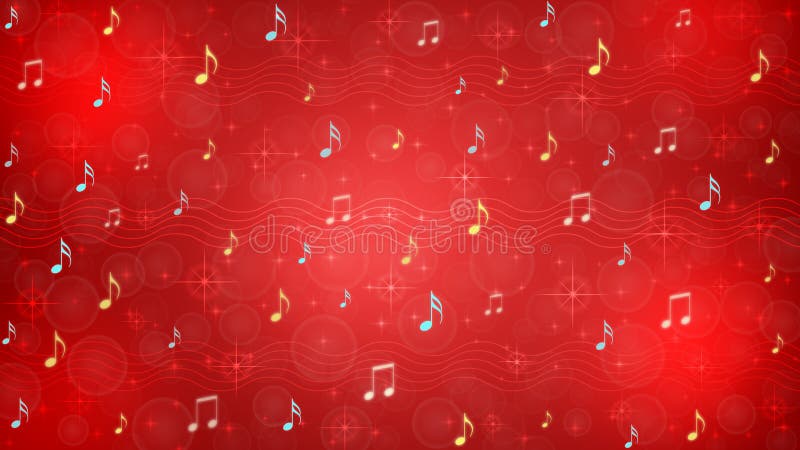 Illustration of music notes and staves with blurred bokeh, sparkles and bubbles in shining red background for backdrop, banner, brochure template or poster. Illustration of music notes and staves with blurred bokeh, sparkles and bubbles in shining red background for backdrop, banner, brochure template or poster.