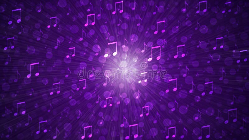 Abstrakcyjne notatki muzyczne wybuchają w mętnym ciemnym tle purpurowym