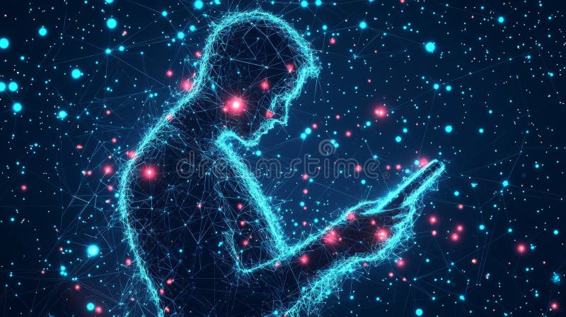 Abstrakcyjny biznesmen cyfrowy korzystający z aplikacji chatbot na tablecie. koncepcja innowacji giełdowych i technologicznych w n zdjęcia royalty free