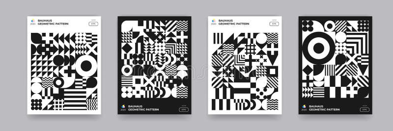 Abstrakcyjny geometryczny wzór tła bauhaus trójkąt i kształty kwadratowe. plakaty z tła wzorca wektora bauhausa ilustracji