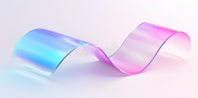 Abstrakcyjny kształt geometryczny renderowany w 3d, zawierający przezroczystą taśmę irytującą z teksturą gradientową obraz stock