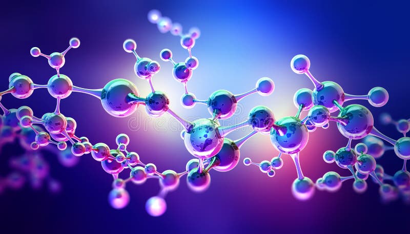 Abstrakcyjny model cząsteczki. technologie cyfrowe w inżynierii genetycznej. struktura sieci krystalicznej. badania nad syndromem ilustracja wektor