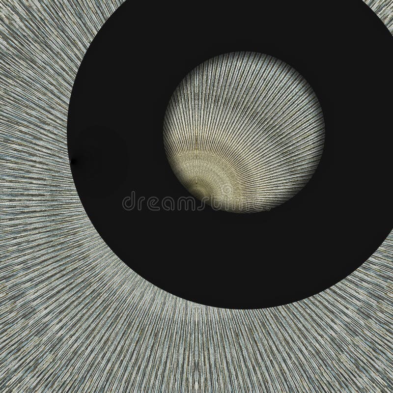 Abstrakcyjny projekt okrągły z liniami promienistymi i centralnym elementem sferycznym na ciemnym tle. fotografia royalty free
