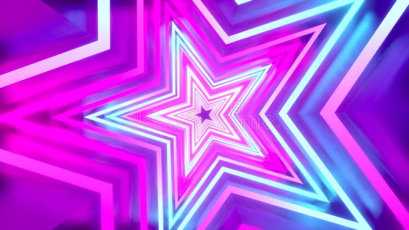 Abstrakcyjny tunel/animacja neonowa 3D 4k — obracające się gwiazdy ilustracji
