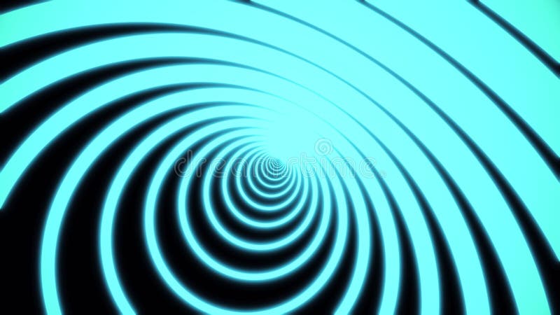 Abstrakcyjny tunel geometryczny kręgów neonowych na czarnym tle, tworzony przez kolorowe azure wąskie poprzeczne paski 3d