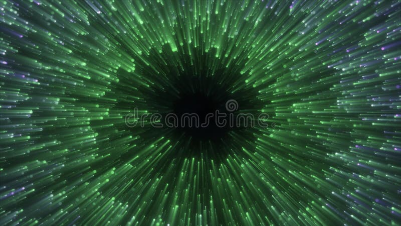 Abstrakcyjny zielony i niebieski energetyczny magiczny świecący spiralny tunel wirowy