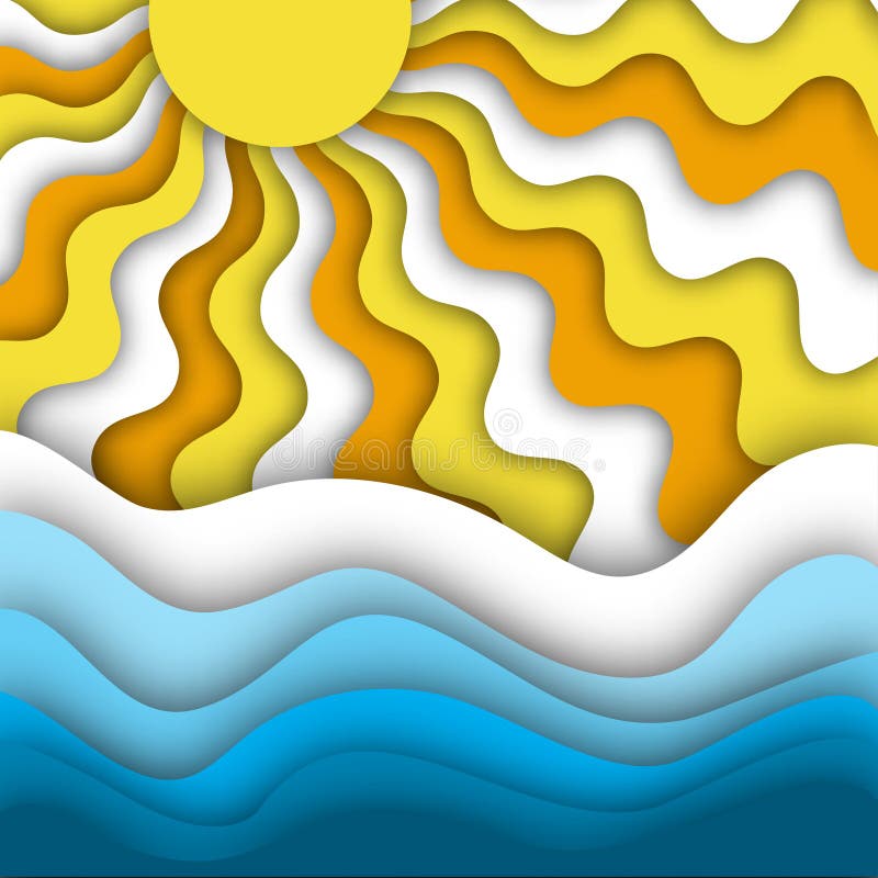 Abstrakt bakgrund för sommarstrand med ljusa och skinande solstrålar och havs- eller havvågor stock illustrationer Abstrakt bakgrund för sommarstrand med ljusa och skinande solstrålar och havs- eller havvågor stock illustrationer