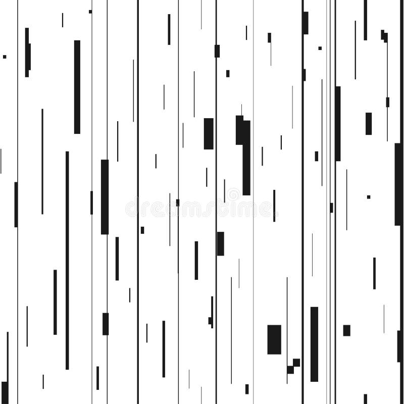 Abstrakt bakgrund för tekniskt fel Glitched bakgrund med distorsion, sömlös modell med slumpmässiga vertikala svartvita linjer royaltyfri illustrationer