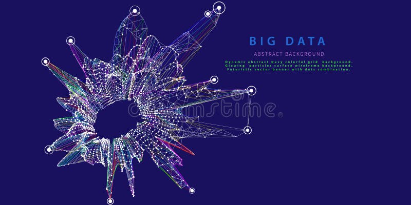 Abstrakt bakgrund med analys av polygonfärgstödraster. Analysalgoritmdata. stora data. kvantkryptografikoncept. banderoll royaltyfri illustrationer