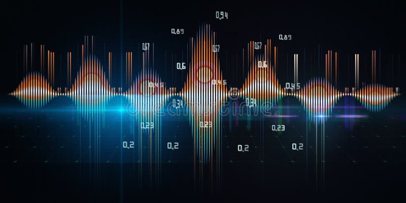 Abstrakt bakgrund med färgljudvåg från linjer med data suddiga linjer på mörk. ljudvåg för teknik. för musikvågförhandsgranskning royaltyfri illustrationer
