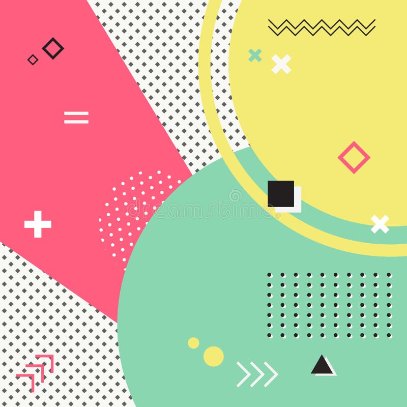 Abstrakt begrepp av beståndsdelmemphis för söt färg moderiktig geometrisk backgr vektor illustrationer Abstrakt begrepp av beståndsdelmemphis för söt färg moderiktig geometrisk backgr vektor illustrationer