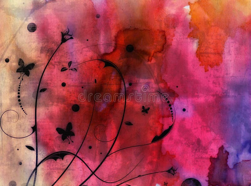 Abstrakt blom- bakgrund för Grunge - collage vektor illustrationer